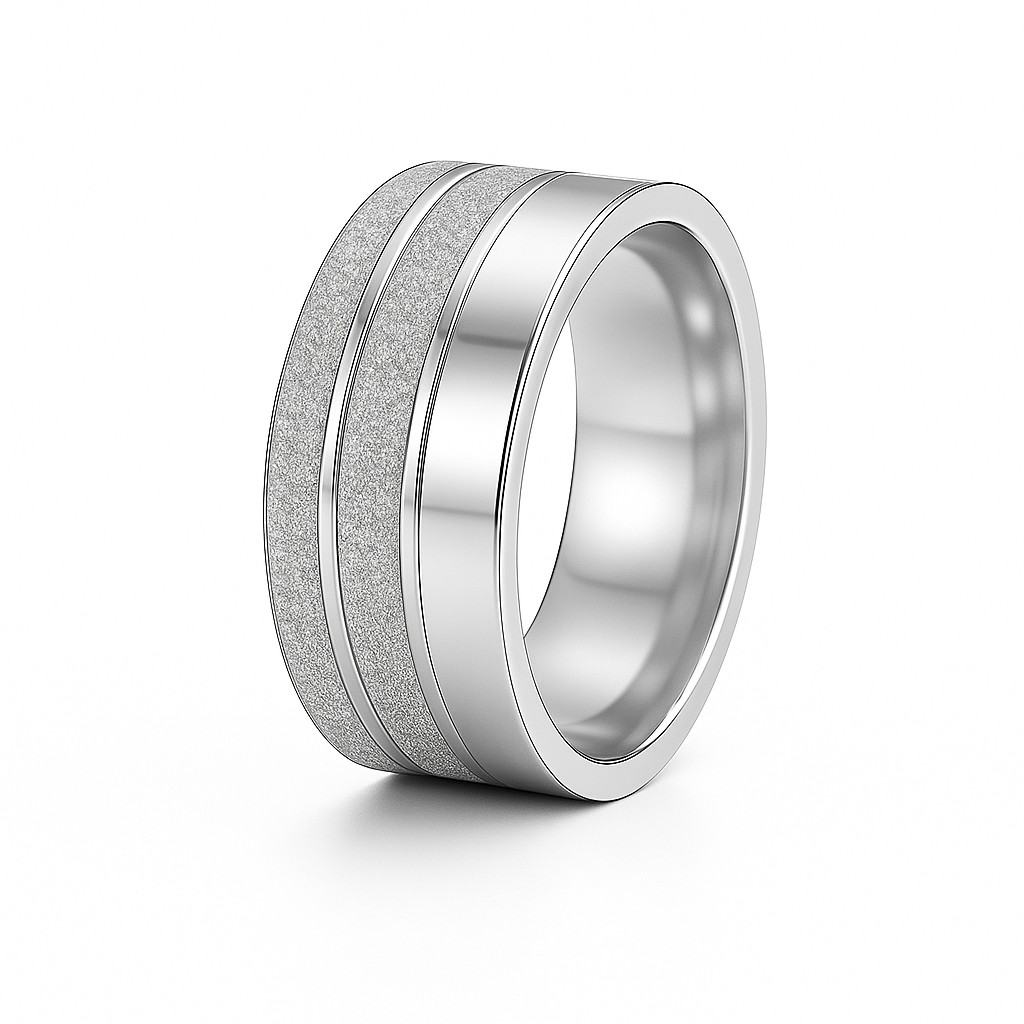 Aliança Prata Namorados 8mm Anatomico Tungstenio Risco Friso Brilho Fosco Luxo