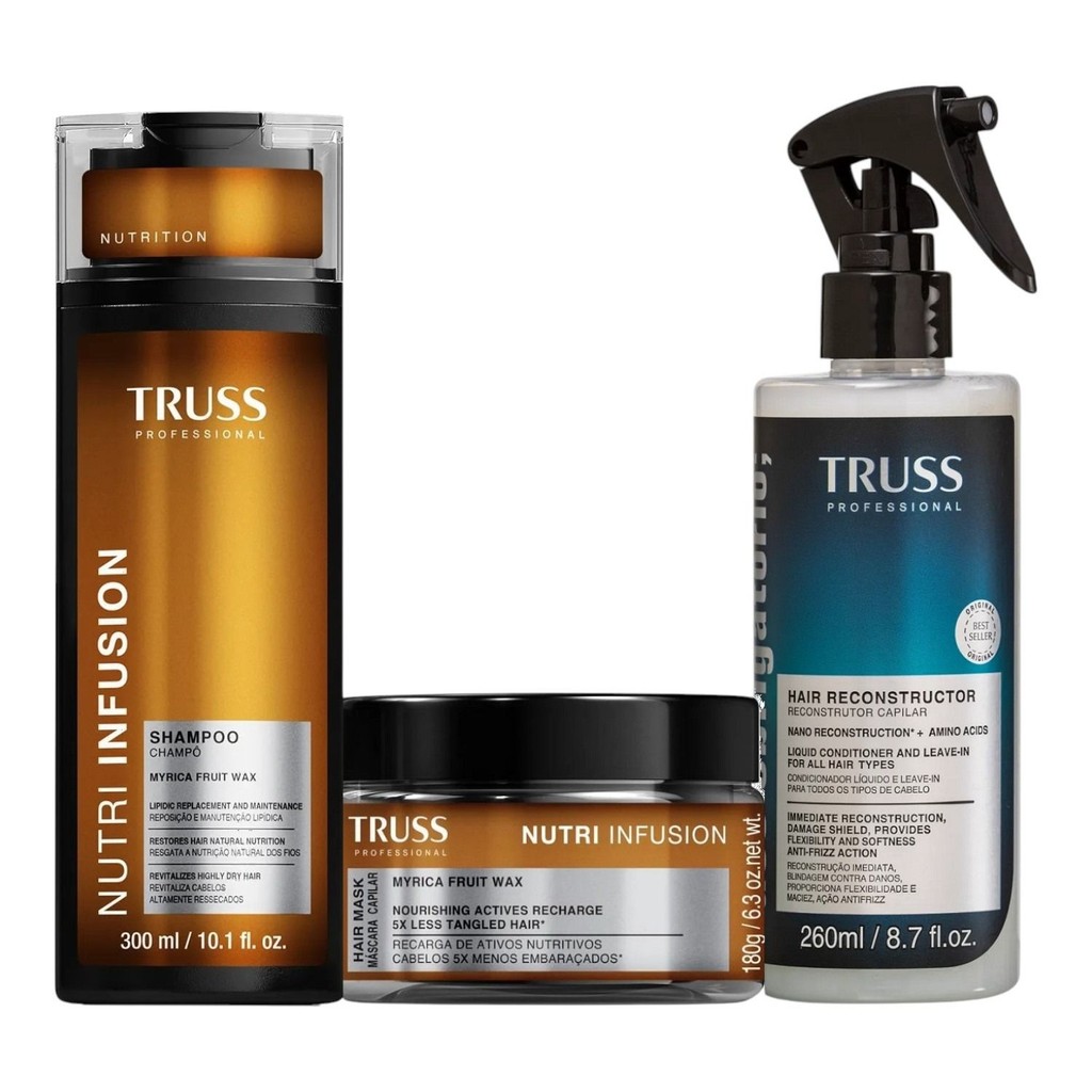 Kit Truss Nutri Infusion - Shampoo 300ml + Máscara 180g + Uso Obr. Reconstrutor Capilar 260ml