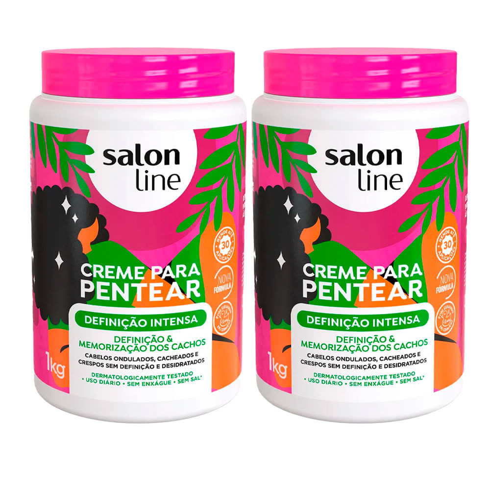Kit Creme Para Pentear Salon Line Definição Intensa 1Kg - 2 Unidades - Beauty