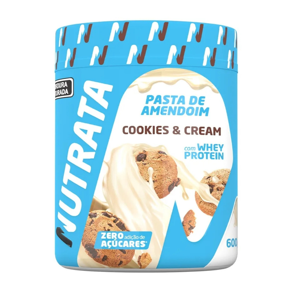 Pasta De Amendoim Com Whey Protein 600g Nutrata Cookies & Cream - Food & Beverages