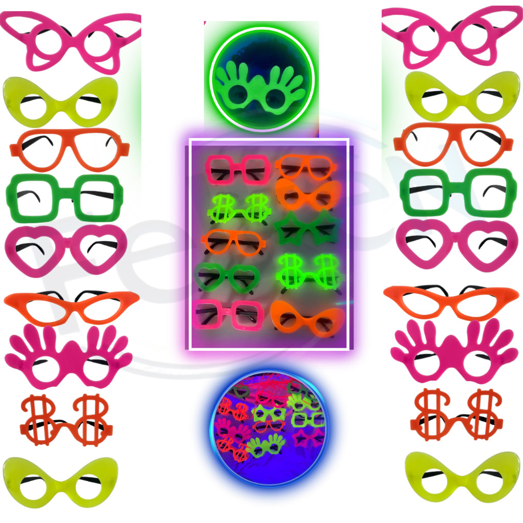 Kit 20 Oculos Neon Divertidos Sortidos Para Festa Balada Casamento Aniversario Animacao Confraternizacao Animacao
