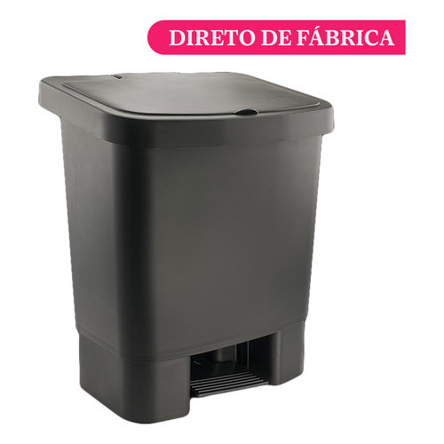 Cesto Quadrado Lixeira 30 Litros Plástico Resistente C/ Pedal Cesta Forte Cor Preta Ou Branca em Oferta na Shopee
