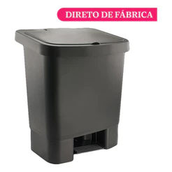 Cesto Quadrado Lixeira 30 Litros Plástico Resistente C/ Pedal Cesta Forte Cor Preta Ou Branca