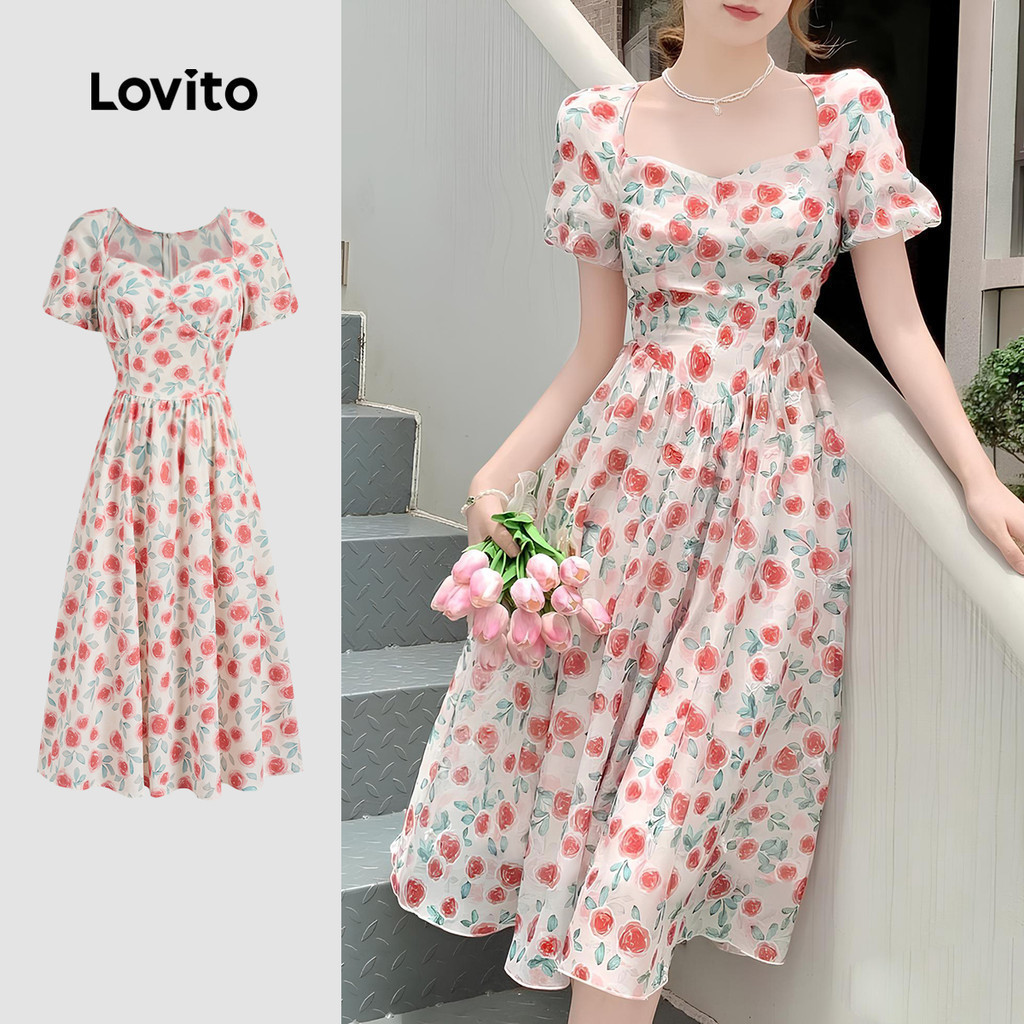 Lovito Vestido Casual de Boa Textura para Primavera/verão para Mulheres L137LD068 - Women Clothes