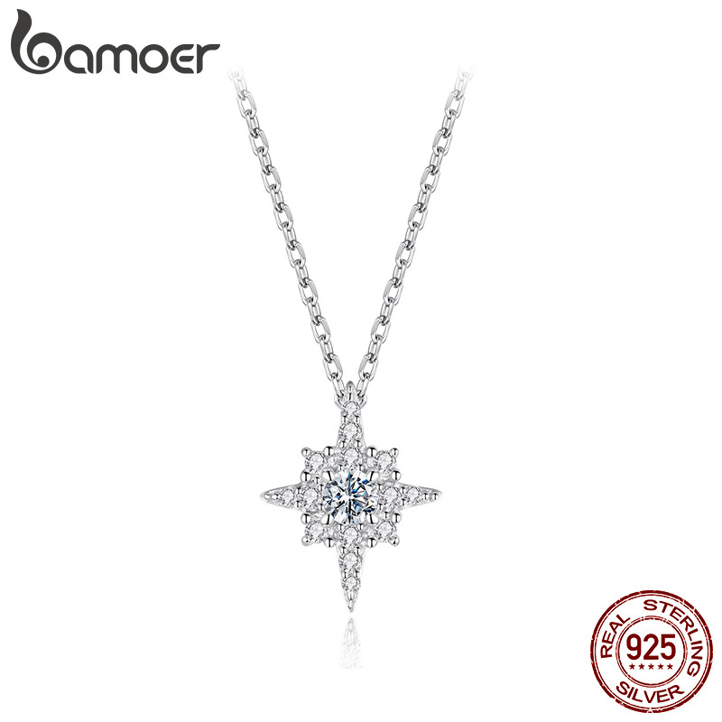 Colar De Prata Esterlina 925 Com Design Original BAMOER Starburst Moissanite Joias Presentes Para Mulheres em Oferta na Shopee