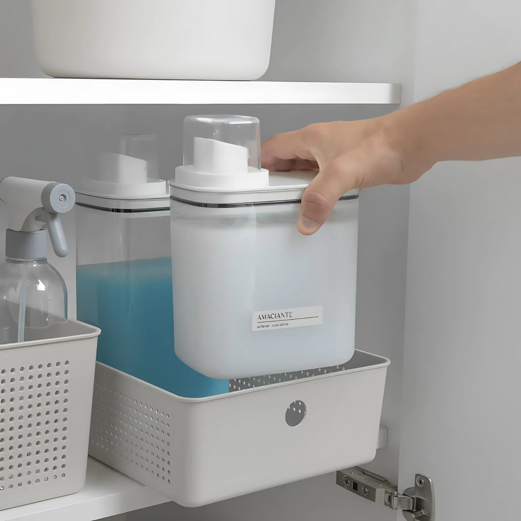 Dispenser Pote Medidor Hermético Porta Produtos Limpeza Organizador Lavanderia - Home & Living