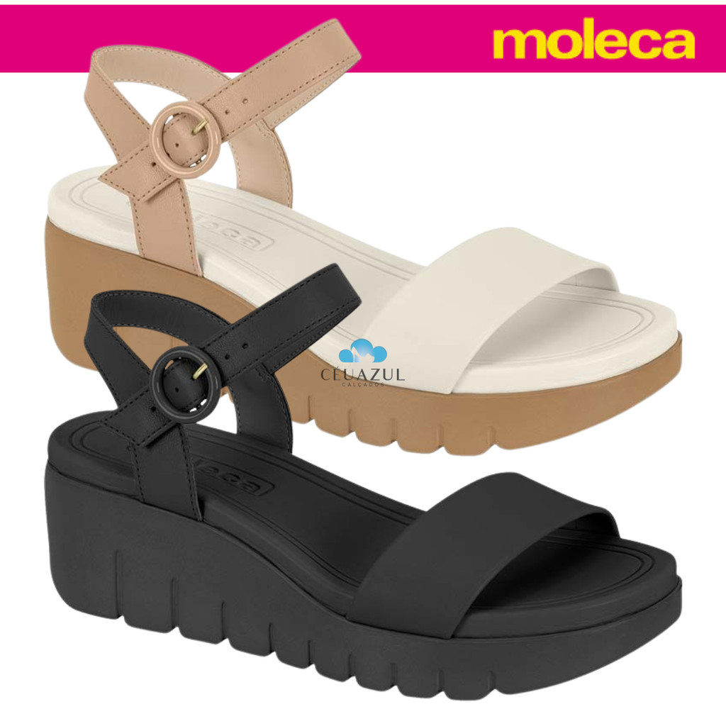 Sandalia Feminina Moleca Plataforma Fivela Ajustável Confortável em Oferta na Shopee