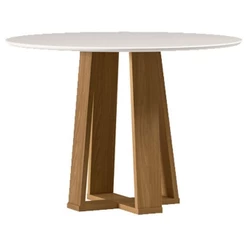 Mesa De Jantar 100x100 Cm Isabela Com Vidro Ype Off White – New Ceval