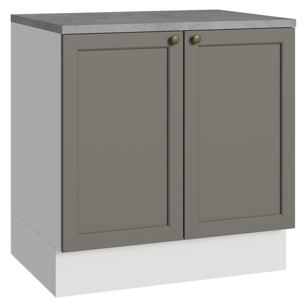Balcão de Cozinha 80 cm 2 Portas Branco/Cinza Vik Madesa