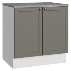 Balcão de Cozinha 80 cm 2 Portas Branco/Cinza Vik Madesa