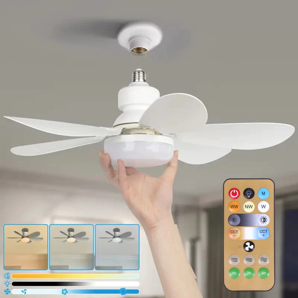 Ventilador de teto Com Luz para Pequenos Espaços (6 Hélices) Controle Remoto Bivolt LED 110V-220V