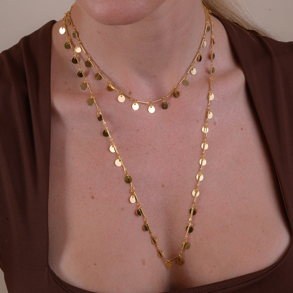 Conjunto Colar e Choker Medalhinhas com Banho em Ouro 18k em Oferta na Shopee