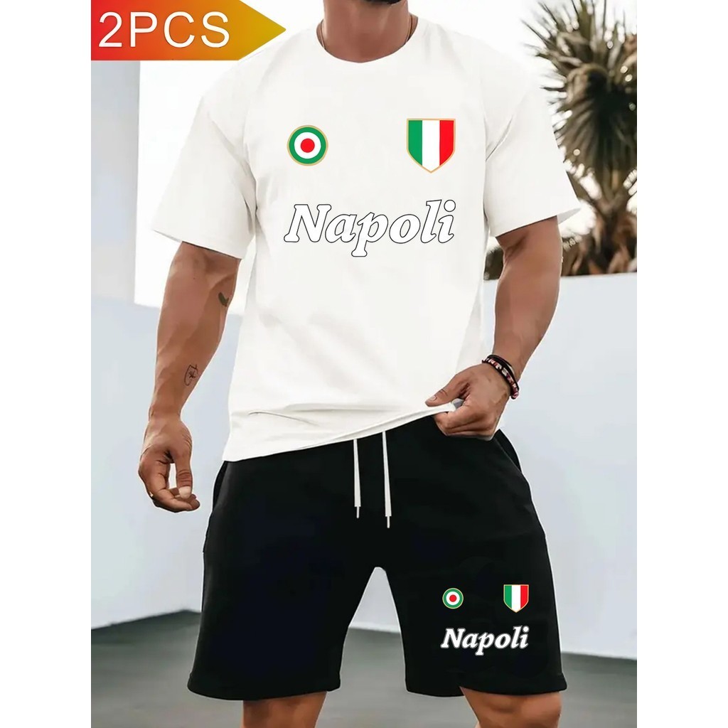 Camiseta e Bermuda de Moletom com estampa Napoli Itália