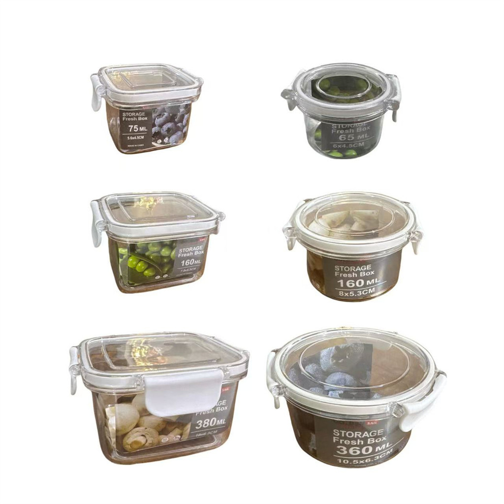 Kit 3 Mini Potes Pote Hermético Acrílico Organizador de Geladeira Tampa Alta Vedação em Silicone