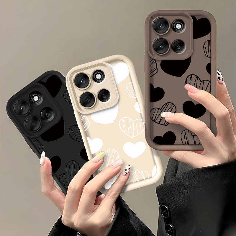 Invólucro Para Moto G56 G86 Caso Moda Simples Amor De Telefone Motorola 5G Proteção Da Câmera Silicone Macio À Prova De - detalhe