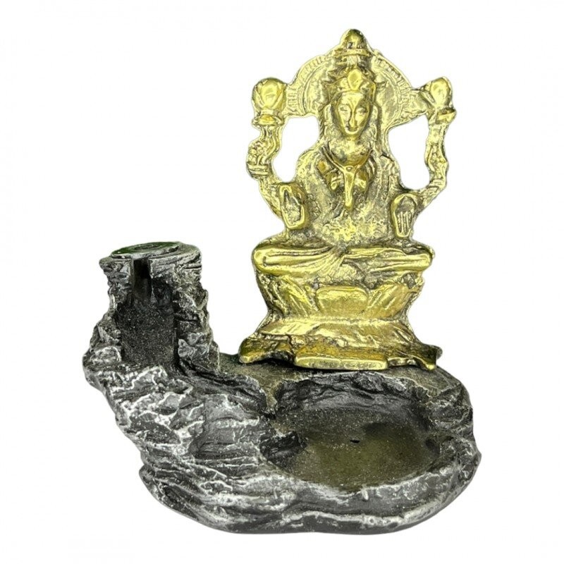 Incensário Cascata Lakshmi Metal Dourado 11 cm Resina