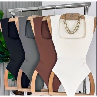 Body Collant Feminino Decote Quadrado  Alça Grossa Tecido Suplex Elegante em Oferta na Shopee