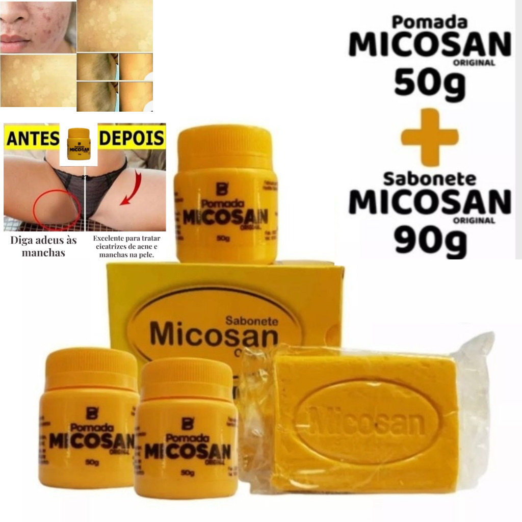 Clareia Manchas na Virilha, Melasma Micosan Original 03 pomadas e um sabonete em barra em Oferta na Shopee