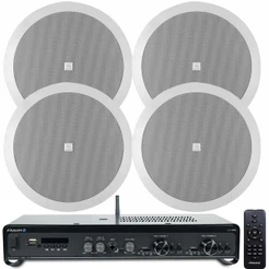 Kit Amplificador Frahm Slim 2700 Optical 160W + 04 Arandelas Alto Falantes JBL Redonda 6CO2R 25W