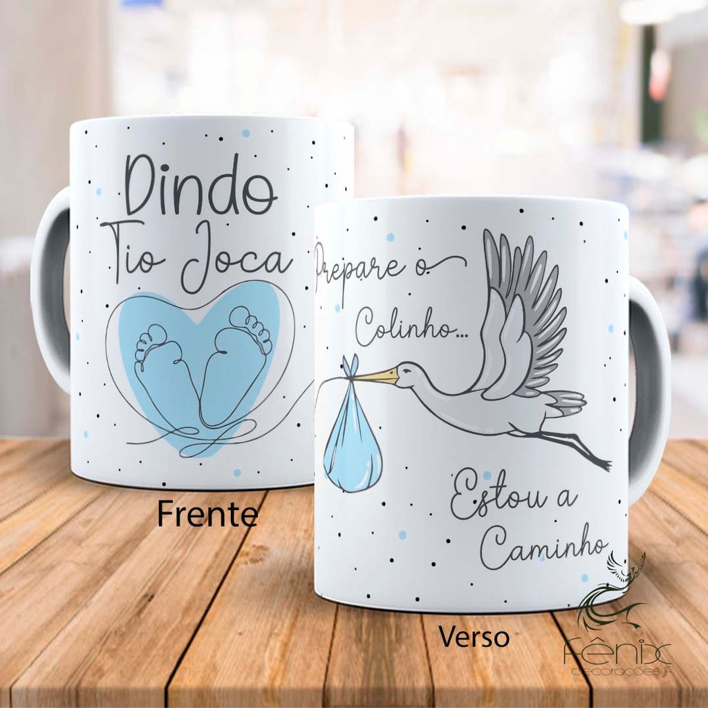 Caneca Promovida a Titia - Dinda - Vovô Cegonha - Prepare o Colinho Estou a Caminho em Oferta na Shopee