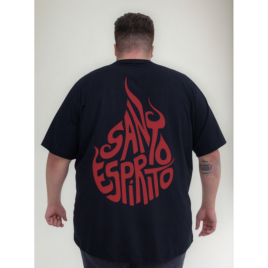 Camiseta Masculina Cristã Santo Espirito Camisa Plus Size