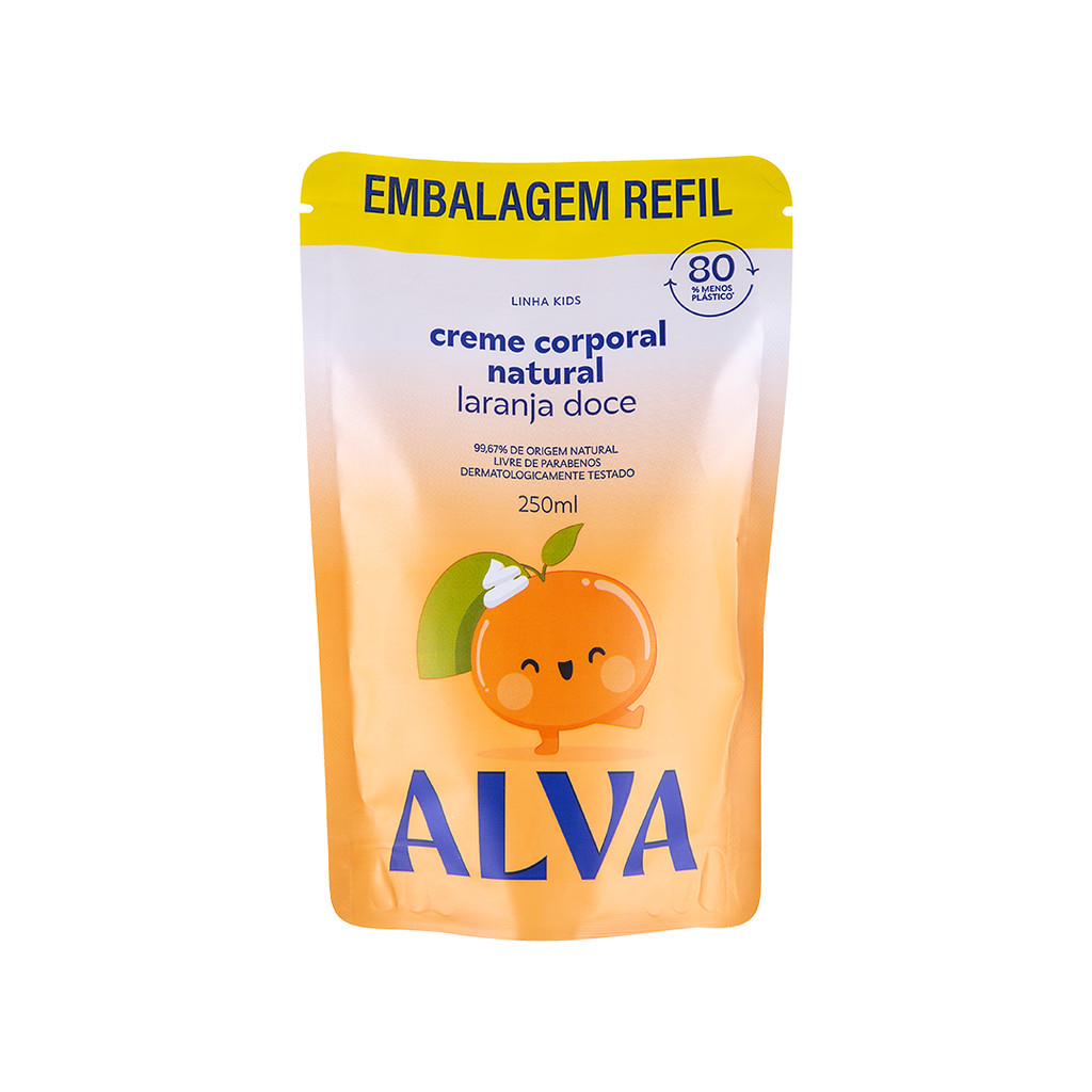 Refil Creme Corporal Infantil Laranja Doce & Baunilha 250ml Alva em Oferta na Shopee