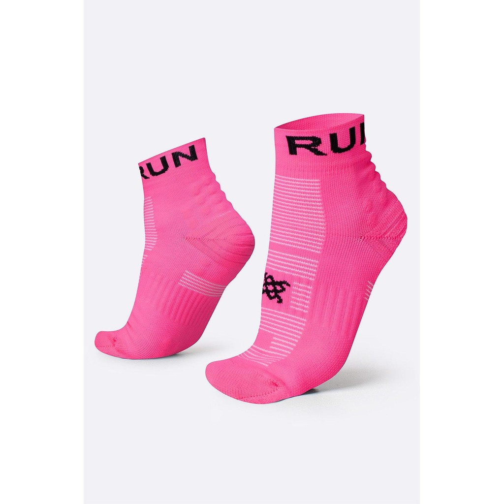 Meia Curta para Corrida HUPI Running Pro Run Rosa Neon 1 Par, Tamanho LT 34-38