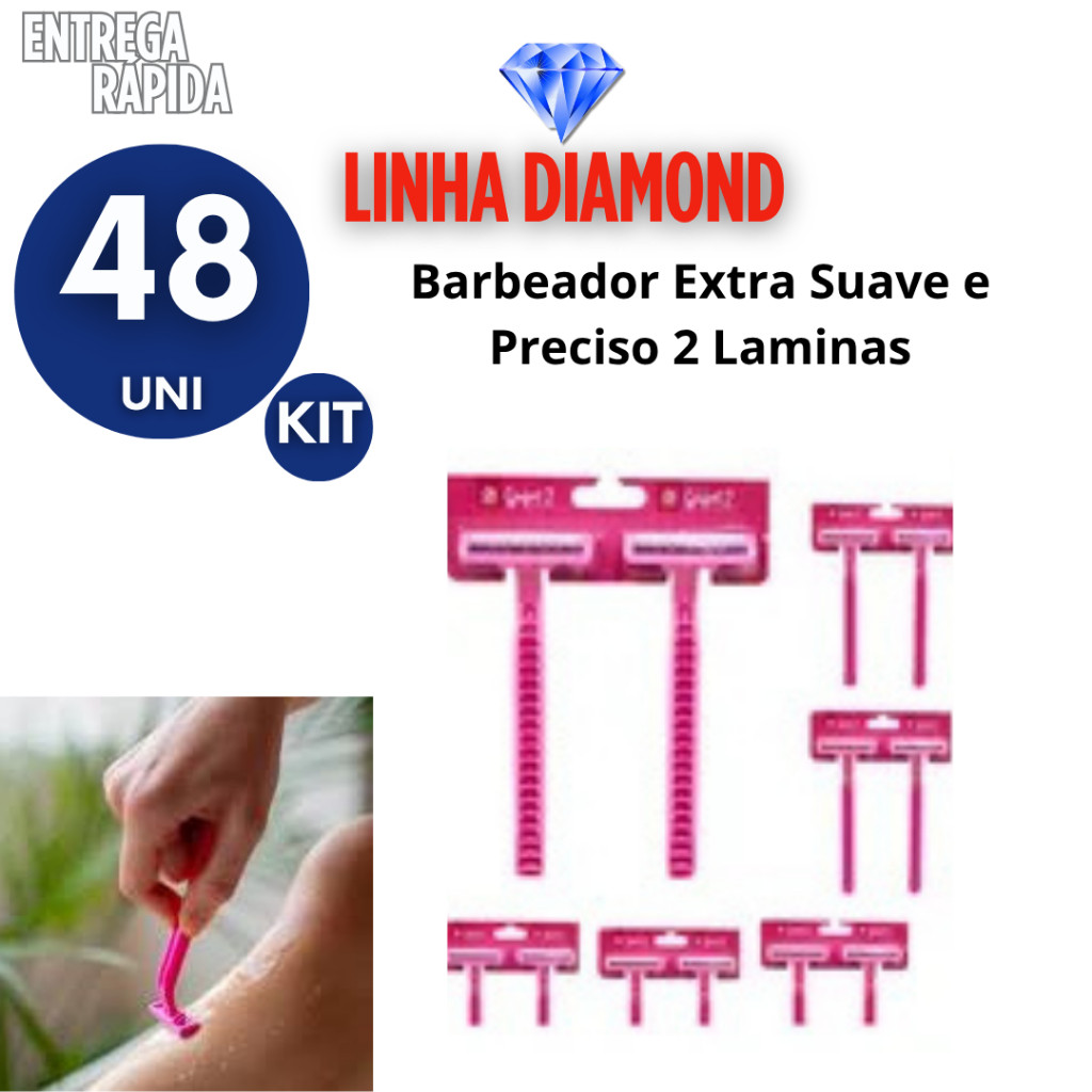 CONJUNTO 48 BARBEARDOR FEMININO CONFORT 2 LAMINA DUPLA FITA LUBRIFICANTE PELE MAIS LISA