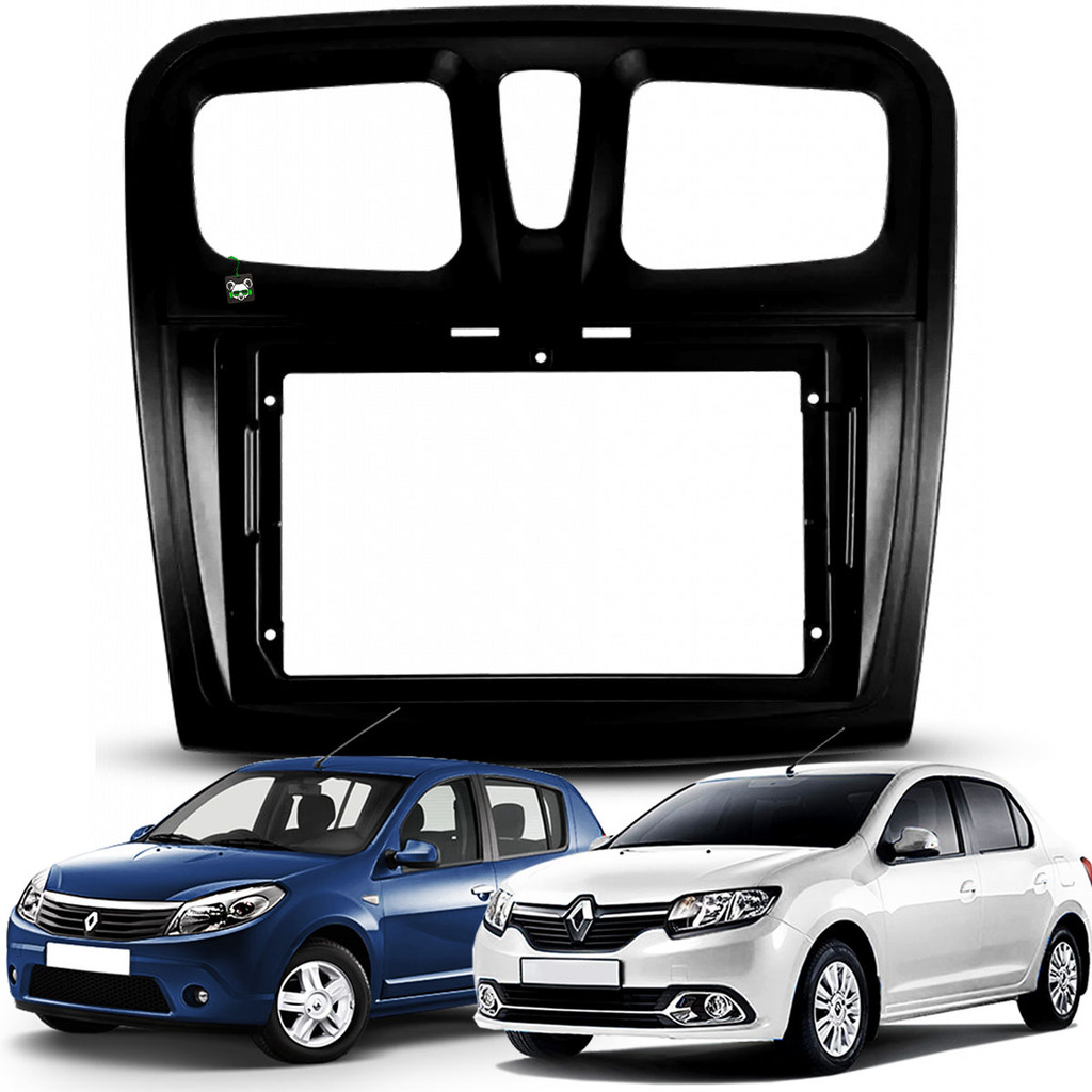 Moldura 9 Polegadas Logan / Sandero 2015 2016 2017 2018 Black Piano