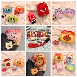 Capa De Fone De Ouvido Para Airpods 4 Pro 2 3 1 Cor Contrastante Jelly Cat Dog Hamburger Powerpuff TPU Macio À Prova De em Oferta na Shopee