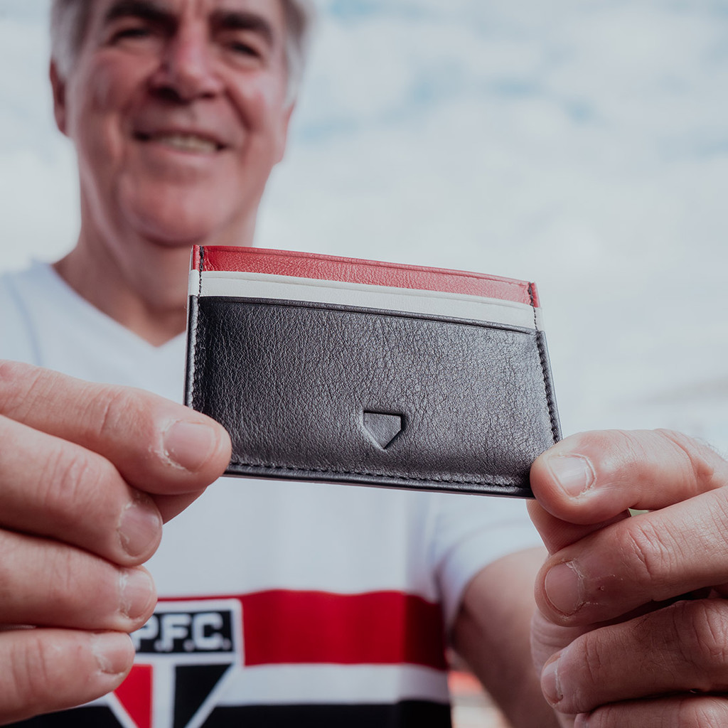 Porta Cartão de Couro São Paulo Preto Oficial