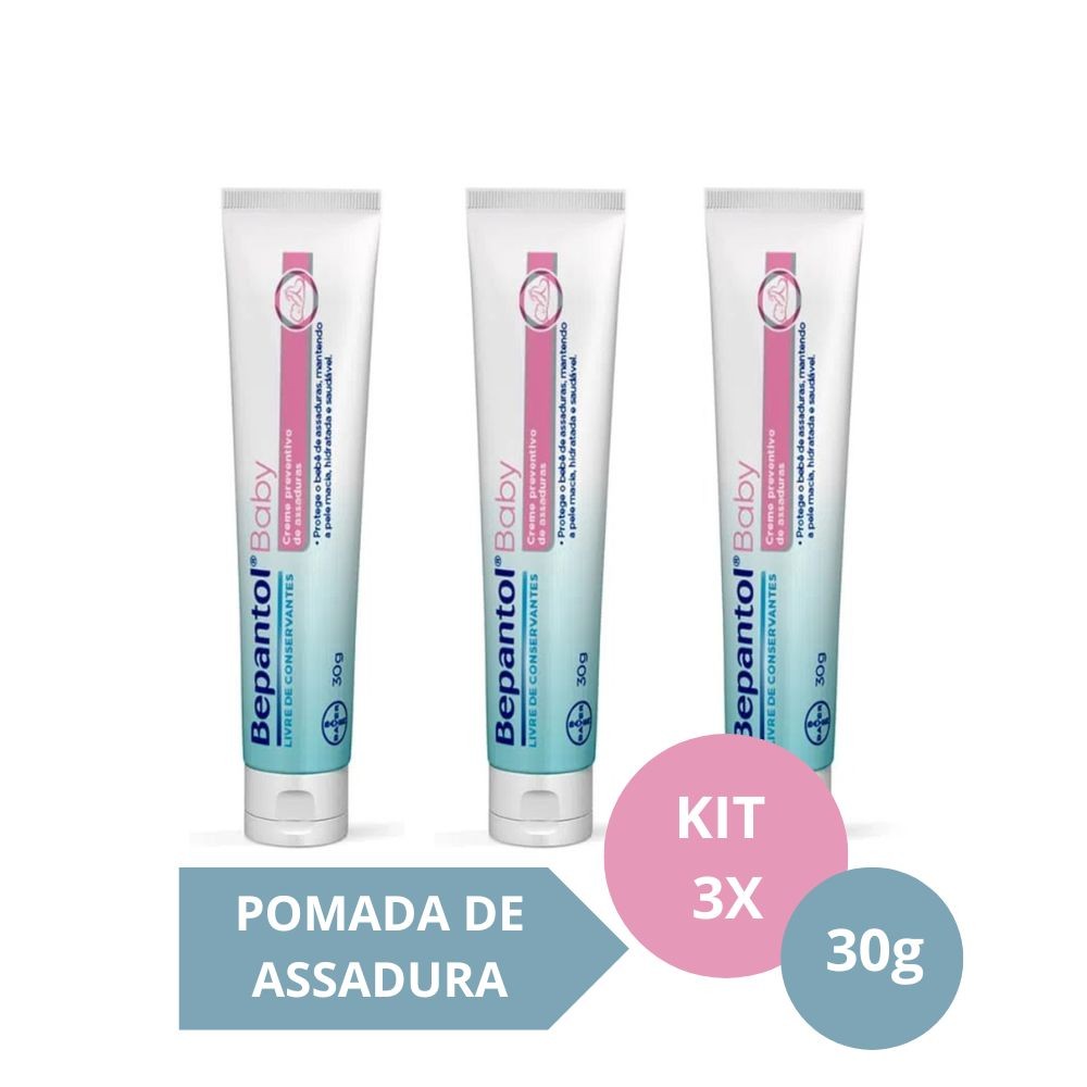 Kit com 3 Cremes Pomada de Assadura 30gr Cada - Bepantol em Oferta na Shopee