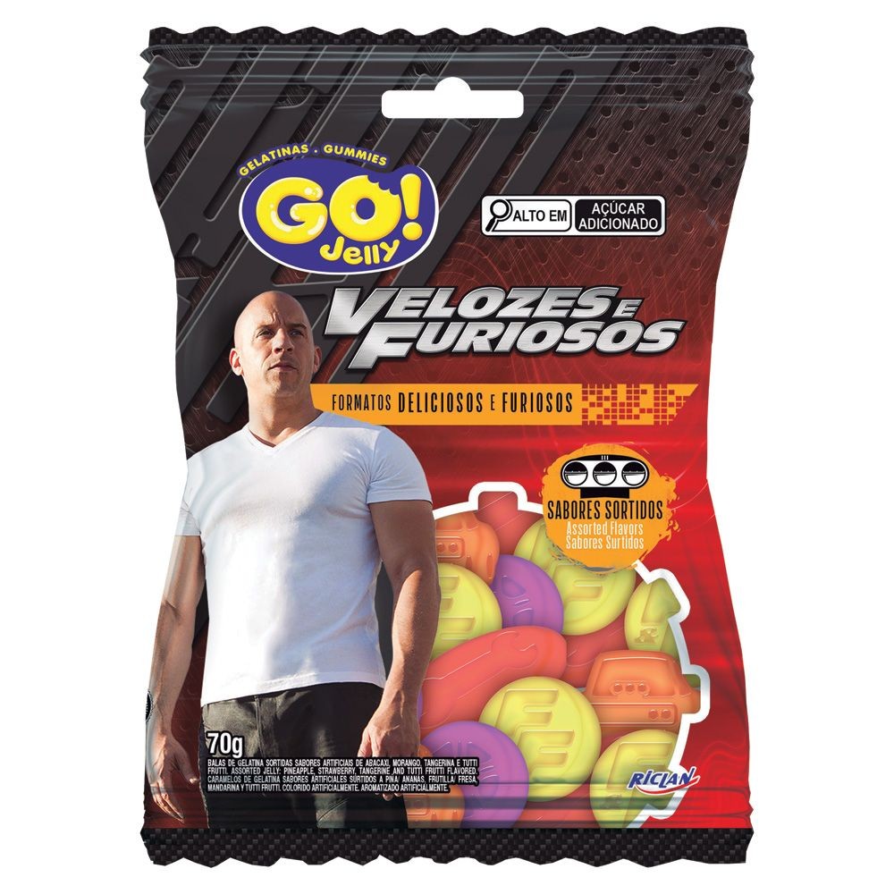 Balas de Gelatina Go Jelly Velozes e Furiosos Sabores Sortidos 70g - Food & Beverages