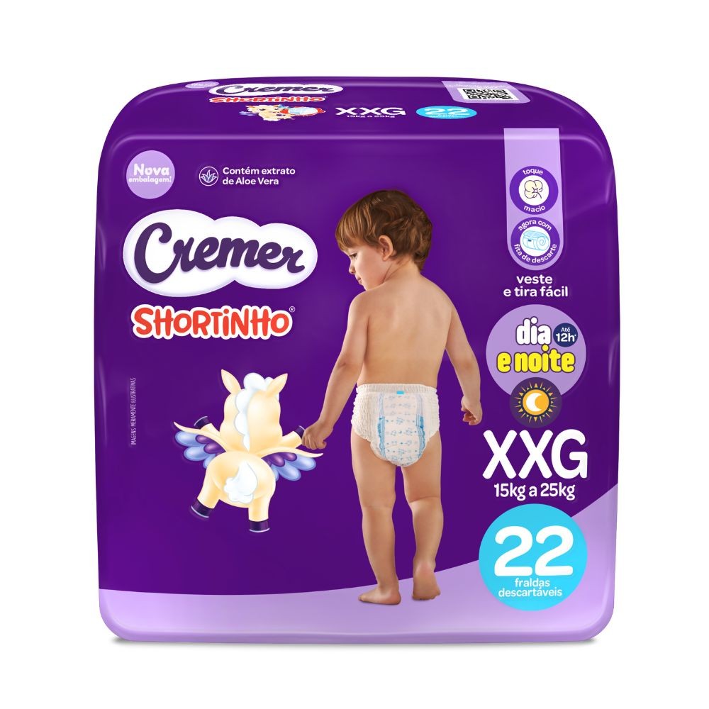 Fralda Shortinho Cremer Dia e Noite Tamanho XXG 22 Fraldas - Mom & Baby