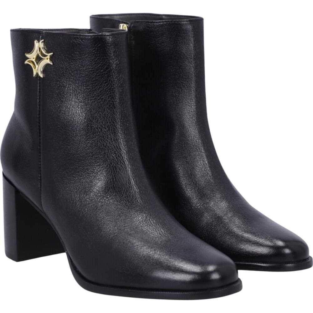 Bota Feminina Cano Curto Salto Alto Bloco Couro Atacama 80470005 Luz Da Lua