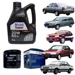 Kit Troca Óleo 20W50 Mobil Chevrolet Monza Omega Kadett Ipanema Motor 1.8 2.0 8v 4cc 1982 ate 1997