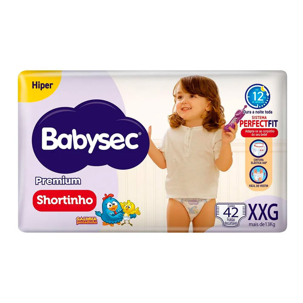 Fralda Shortinho Babysec Premium Tamanho XXG com 42 Fraldas Descartáveis - Mom & Baby