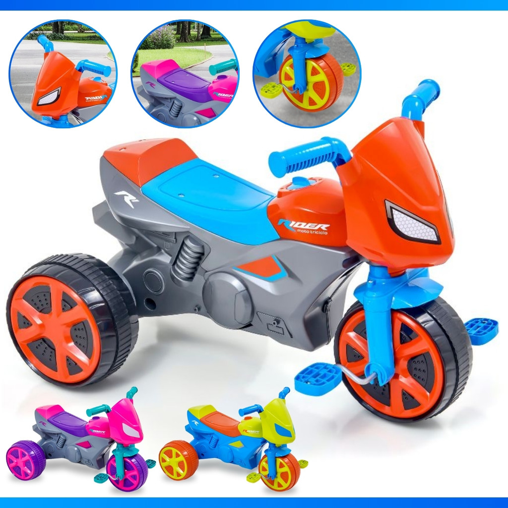 Triciclo Moto Motoca Velotrol Infantil Com Pedal Rider Aranha - ENVIO IMEDIATO