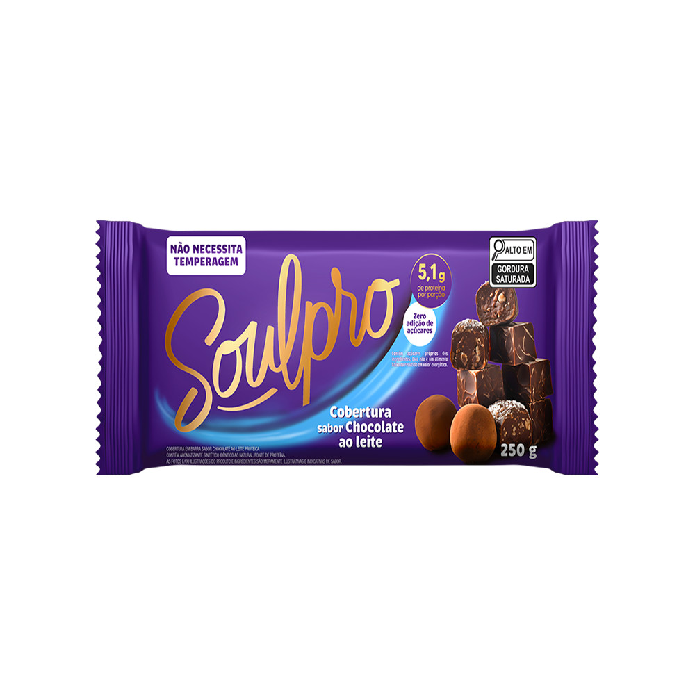 Cobertura Sabor Chocolate Proteico Ao Leite Zero Açúcar Soulpro 250G