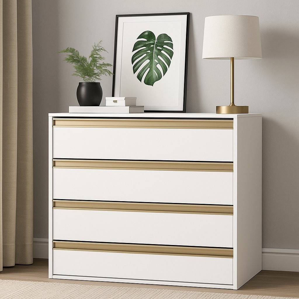 Cômoda 4 Gavetas 100% MDF Select Branco em Oferta na Shopee