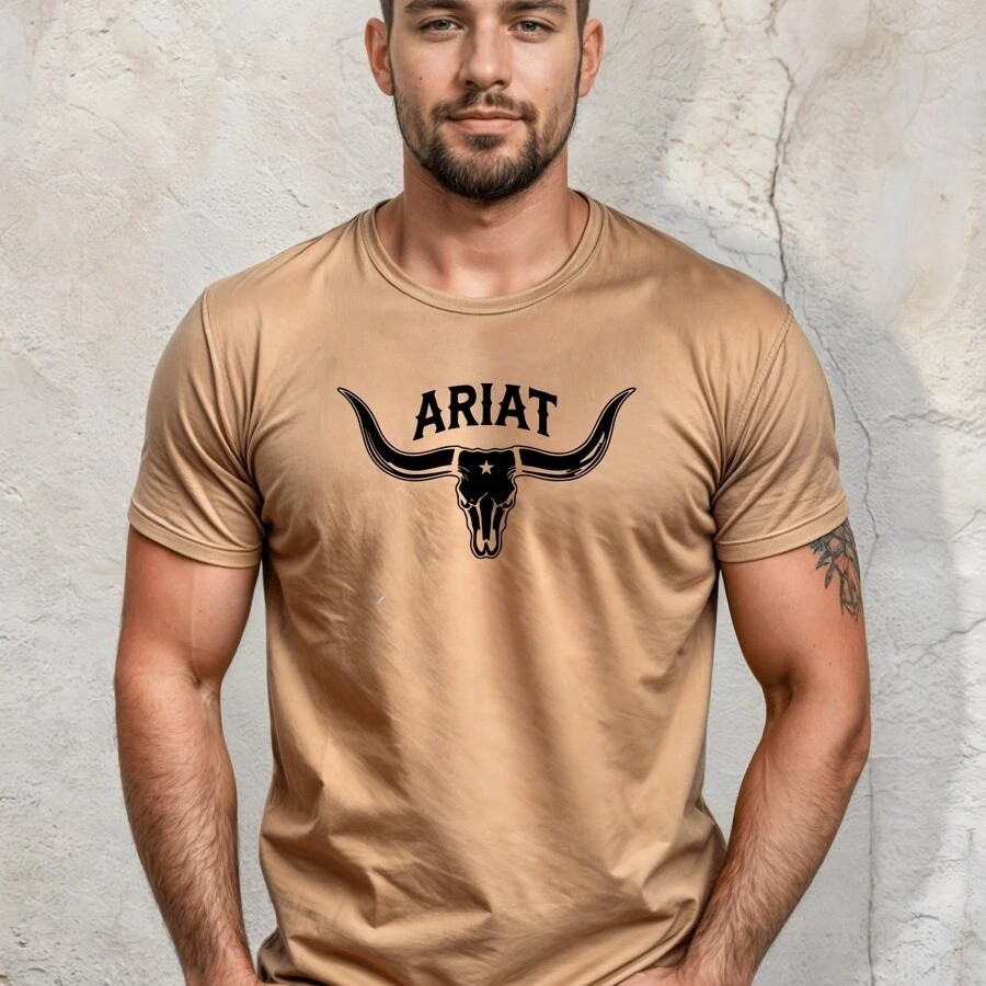 Camiseta  Masculina Ariat Estampado Camisa 100% Algodão Country Rodeio