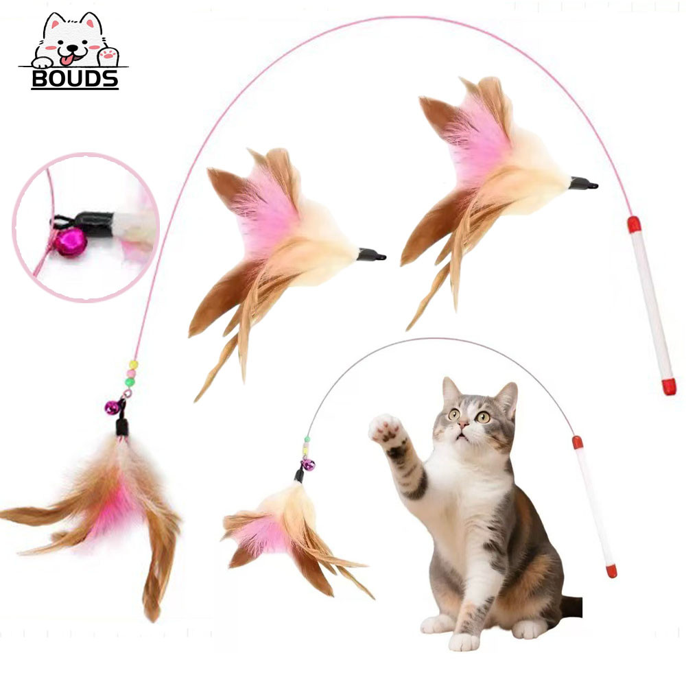 Brinquedo para pets - Sininho de penas colorido para gatos - Durável para gatos roerem