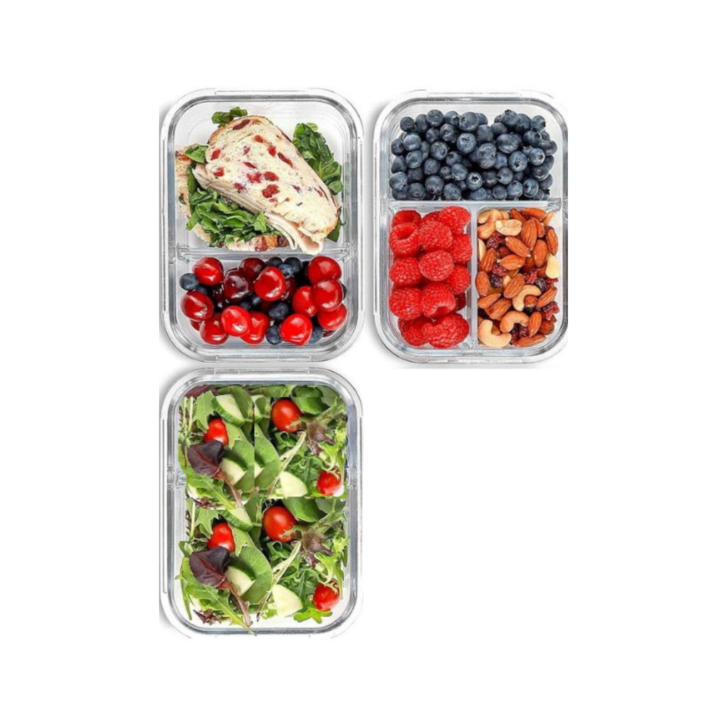 Marmita de Vidro Hermética 1000ml com ou sem Divisórias – Tampa com Trava – Cor Aleatória em Oferta na Shopee