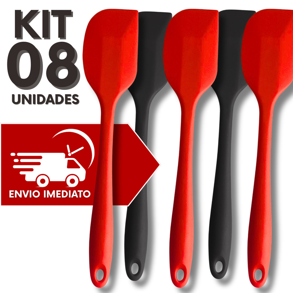 Combo 8 Espatula Pao Duro de Silicone Para Casa Confeitaria Restaurante Cozinha Buffet Preto Duravel