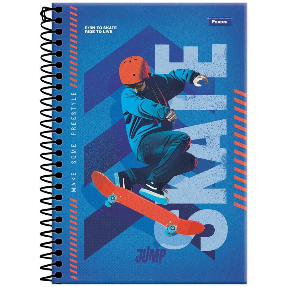 Caderno 1/4 Pequeno 14x20cm Espiral 80 Folhas Jump Skate Foroni em Oferta na Shopee