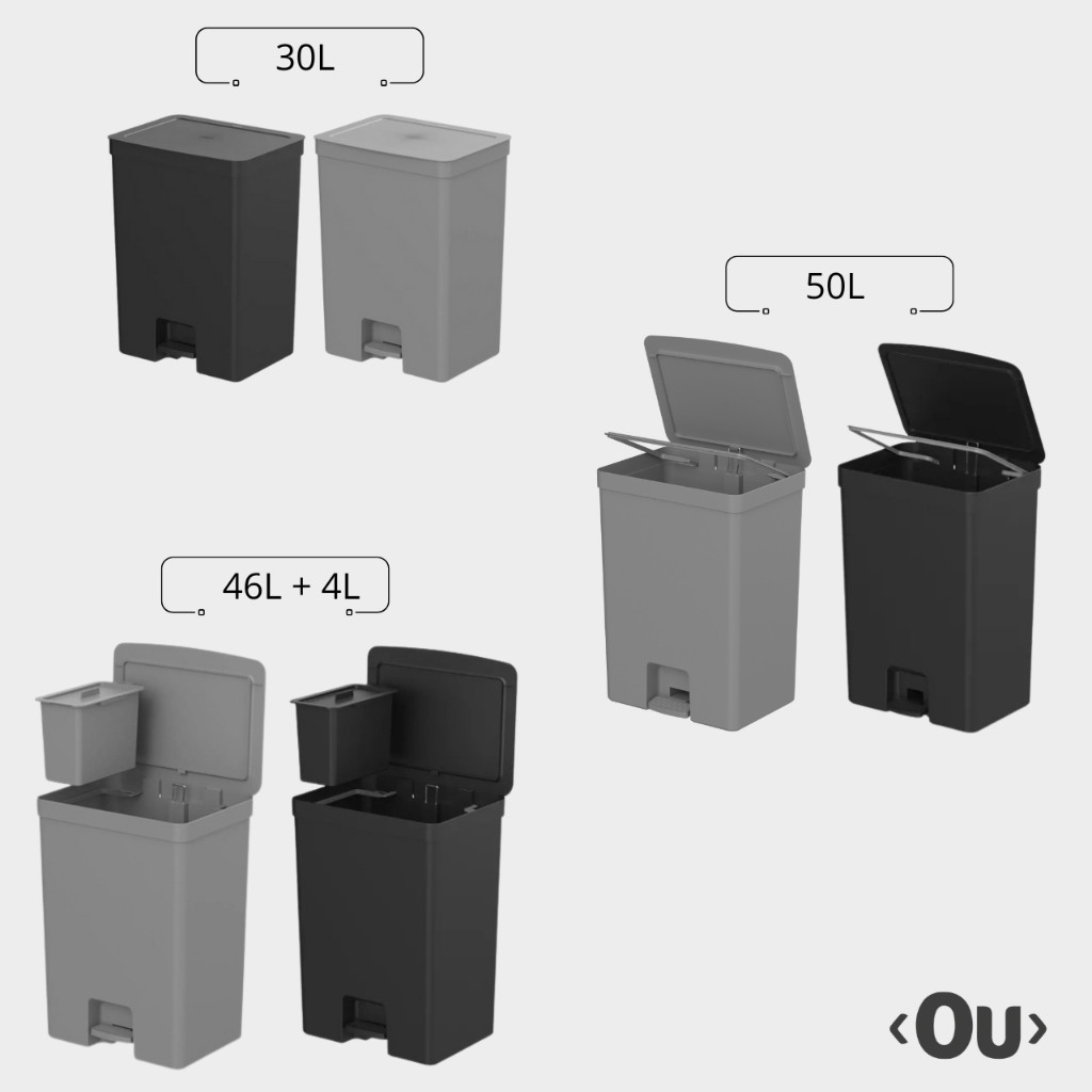 Lixeira De Pedal Trium Gourmet Cozinha Banheiro Lavanderia Organização Cor Preto ou Chumbo em Oferta na Shopee