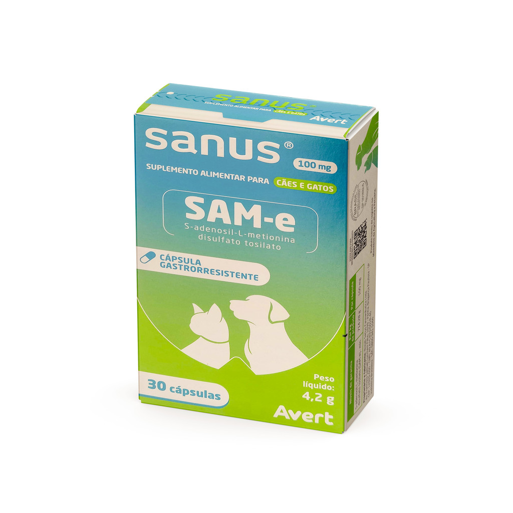 Sanus Sam-e 100mg 30 Cápsulas - Suplemento Alimentar para Cães e Gatos em Oferta na Shopee