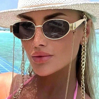 Novos Óculos de Sol Ovais Estilo Retrô Pequenos com Armação Metálica Proteção UV400 Unissex Moda Fashion