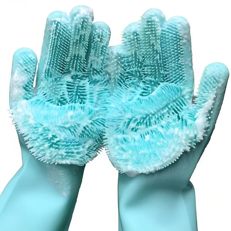 Luva Par Mágica Escova Limpeza Silicone Lavar Louça Prato Cozinha Limpeza Luva De Limpeza Esponja