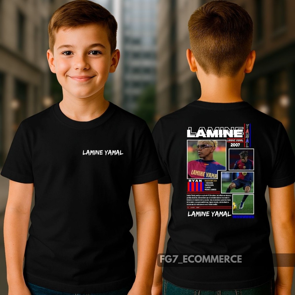 Camiseta Unissex Infantil Lamine Yamal Jogador Futebol Espanhol Promessa Visca